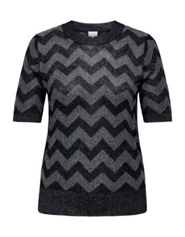 ONLY CARMAKOMA CARJILLO SS PATTERN O-NECK GLITTER KNT