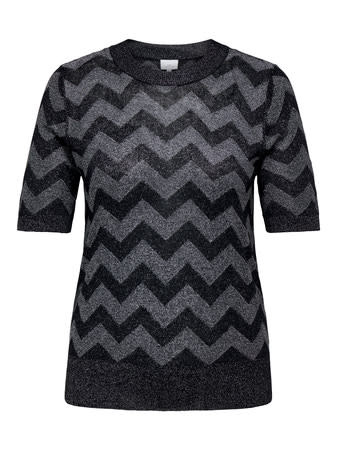 ONLY CARMAKOMA CARJILLO SS PATTERN O-NECK GLITTER KNT