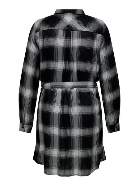 ONLY CARMAKOMA CARRILEY LIFE LS RHINEST CHECK DRESS WVN