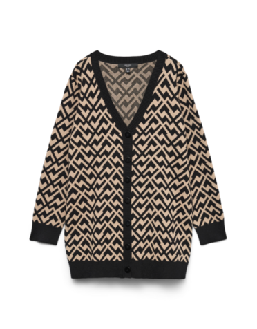 Vero Moda Curve VMCARIA ART LS V-NECK CARD. GA CUR