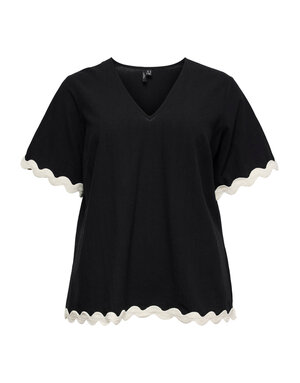 Vero Moda Curve VMCJENNA S/S V-NECK TOP WVN BTQ GA CUR