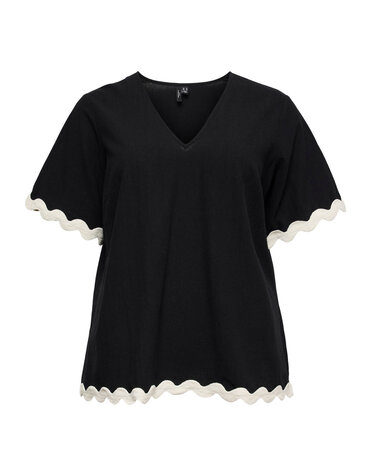 Vero Moda Curve VMCJENNA S/S V-NECK TOP WVN BTQ GA CUR