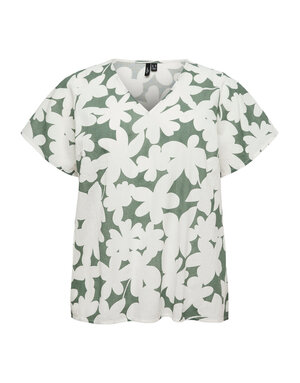 Vero Moda Curve VMCDICTHE SS V-NECK TOP WVN GA CUR