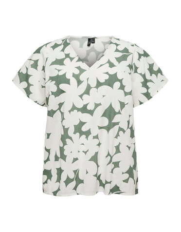 Vero Moda Curve VMCDICTHE SS V-NECK TOP WVN GA CUR