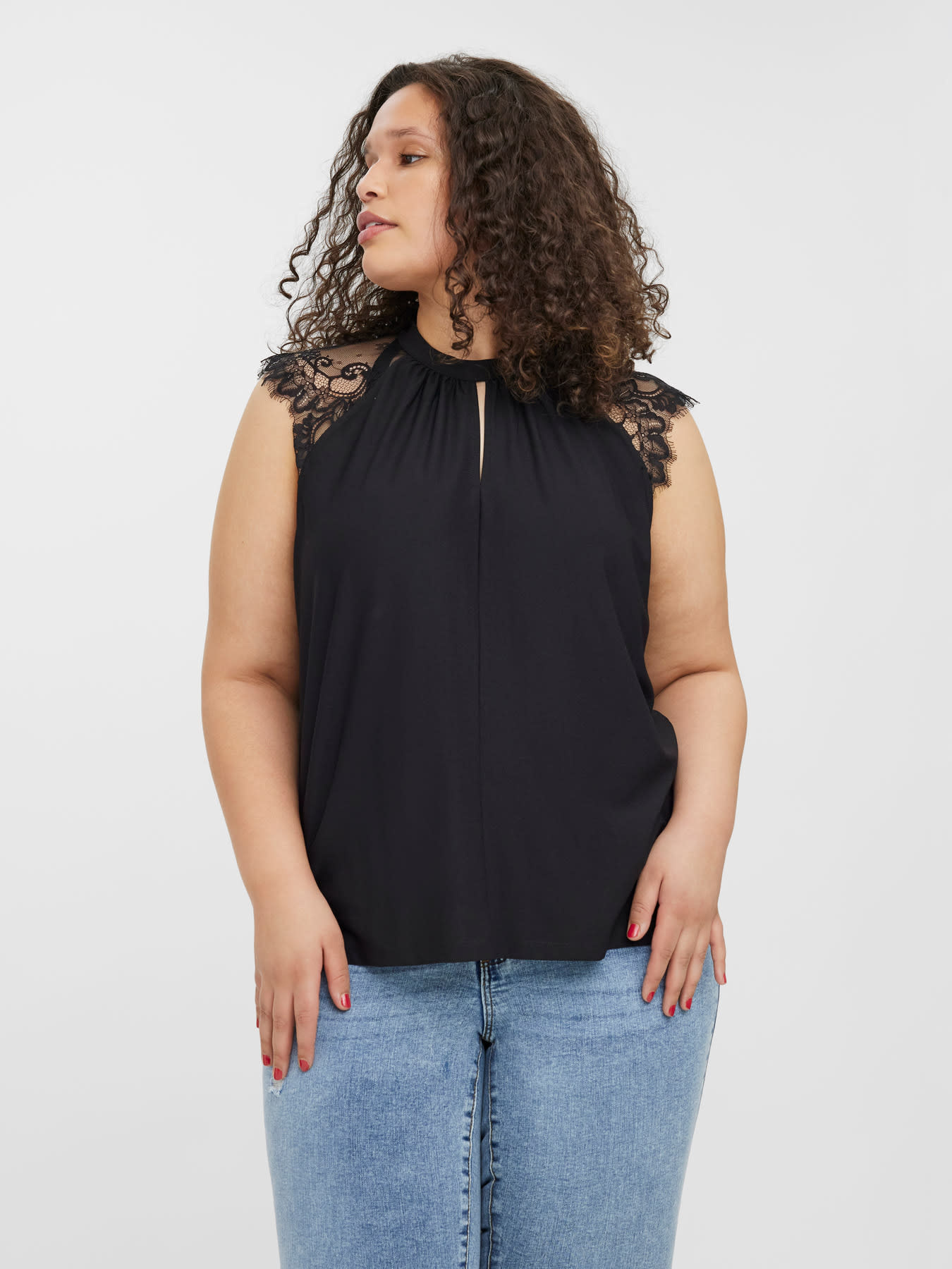 Vero Moda Curve VMMILLA SL LACE TOP NOOS CUR
