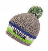 Skimuts - gehaakte muts - Beanie grijs, groen, wit en blauw - heren