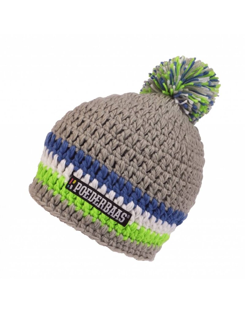 Ski hat - crochet hat - Beanie gray, green, white and blue - men