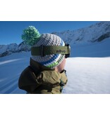 Skimuts - gehaakte muts - Beanie grijs, groen, wit en blauw - heren