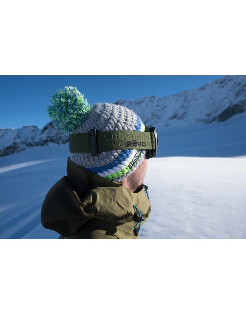 Skimuts - gehaakte muts - Beanie grijs, groen, wit en blauw - heren
