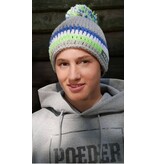 Ski hat - crochet hat - Beanie gray, green, white and blue - men