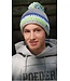 Ski hat - crochet hat - Beanie gray, green, white and blue - men