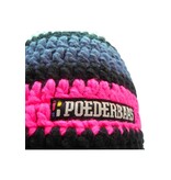 Poederbaas Donker gehaakte muts - grijs/paars/roze/zwart