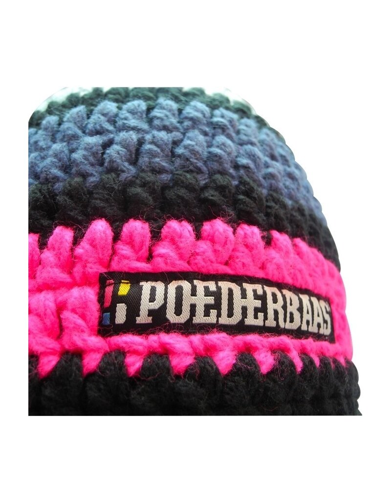 Poederbaas Donker gehaakte muts - grijs/paars/roze/zwart