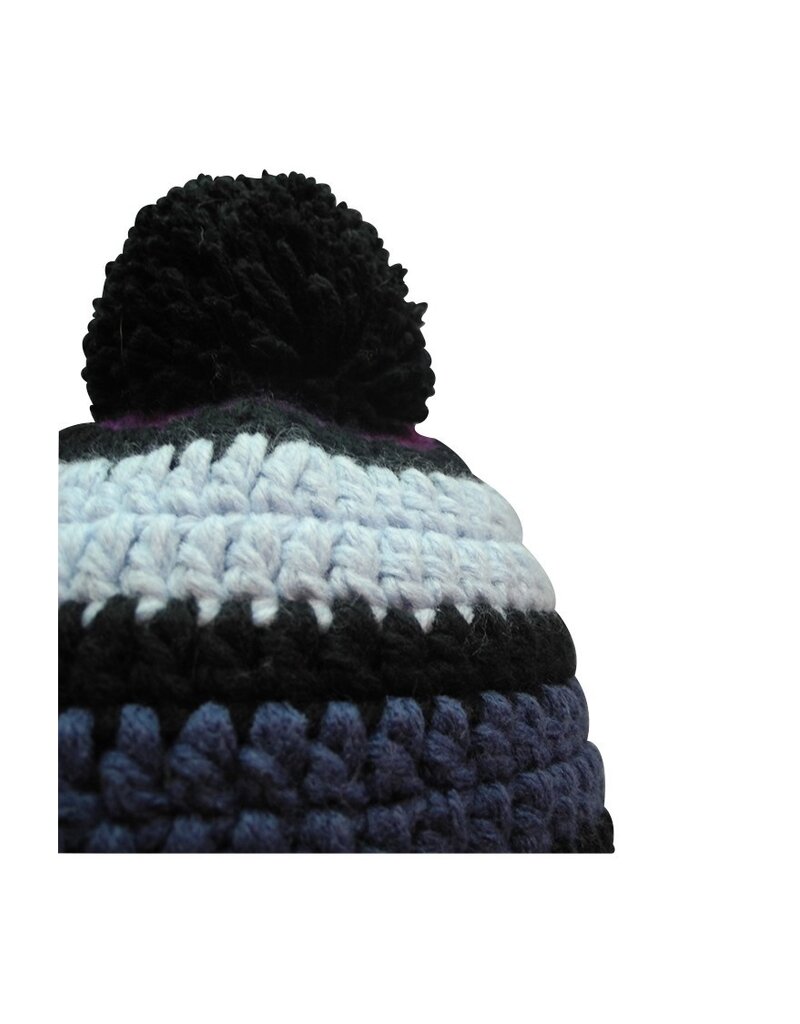 Poederbaas Donker gehaakte muts - grijs/paars/roze/zwart