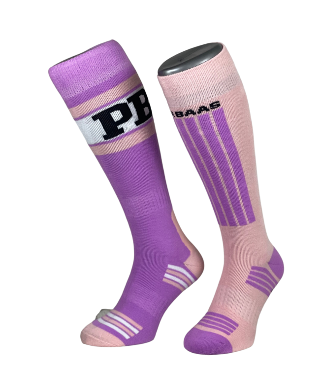 Poederbaas SWEDISH SKI SOCKS IN ROZE & PAARS