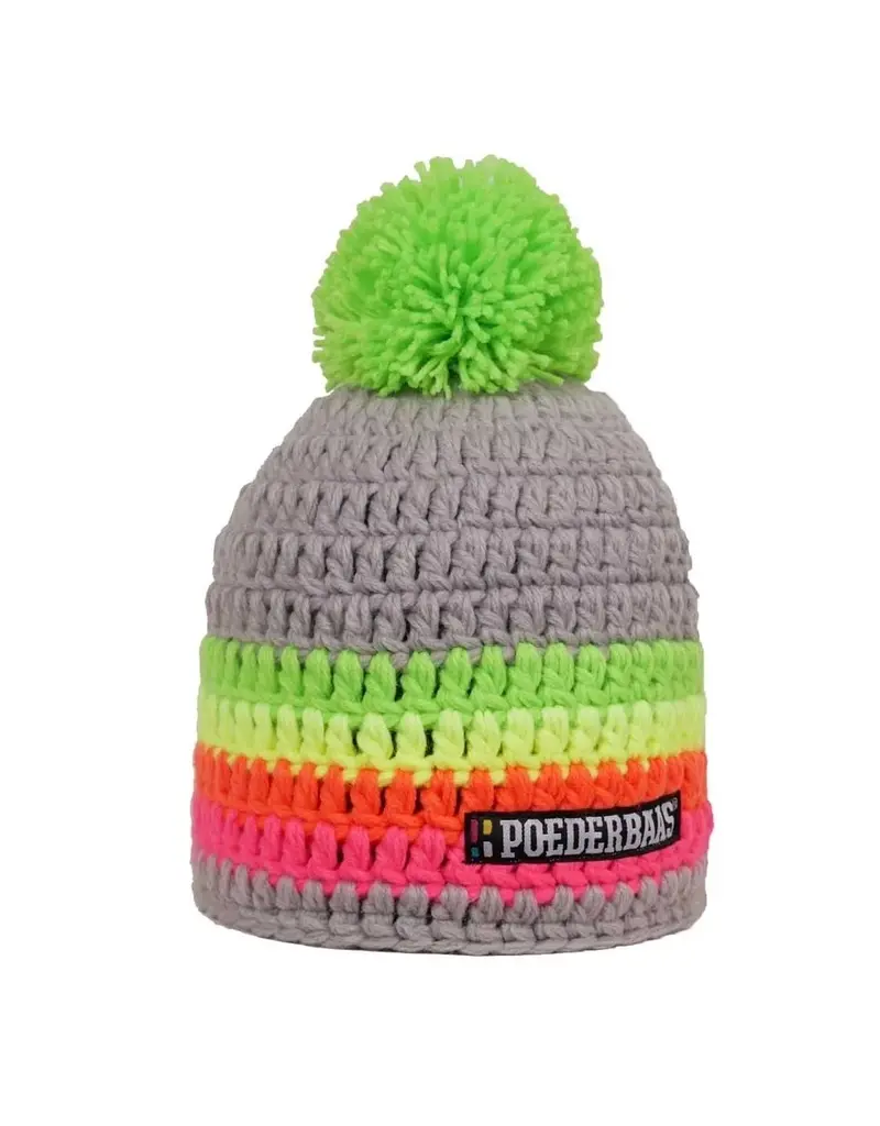 Colorful baby hat with gloves - gray / green / yellow / pink