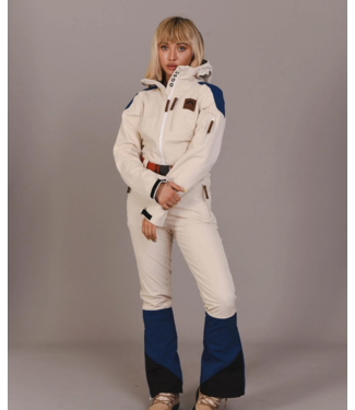 CHIC SKI SUIT CREAM & BLUE - WOMEN