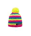 Poederbaas Short beanie with pompom - yellow/blue/pink