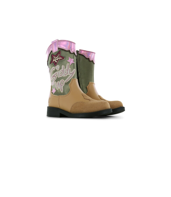 Shoesme | Meisjes | Western Boots | Cognac Green Pink (NW25W008-A)