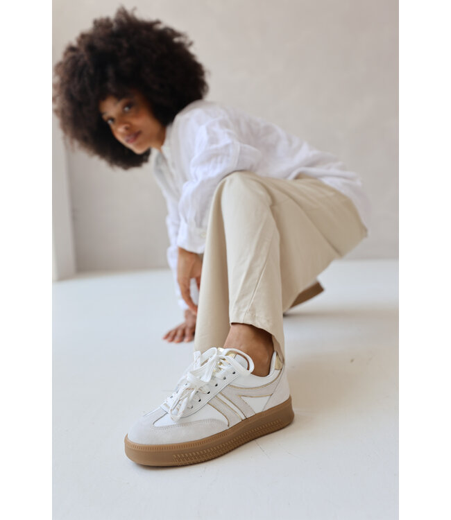 Babouche | Dames | Sneakers| White/White/Gold  (Jilly-165)