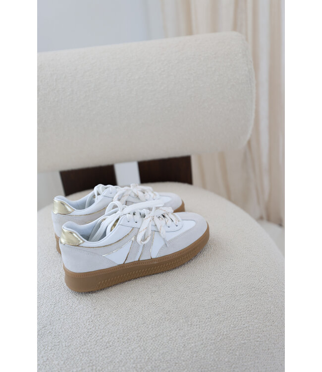 Babouche | Dames | Sneakers| White/White/Gold  (Jilly-165)
