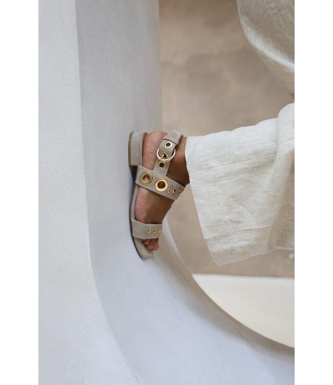 Babouche | Dames | Sandalen | Beige (G-Flower-2)