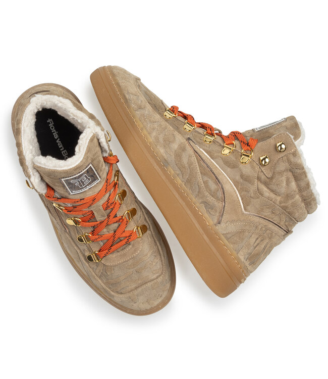 Floris van Bommel | Dames | Halfhoge Sneakers | Taupe (10175-34-01)