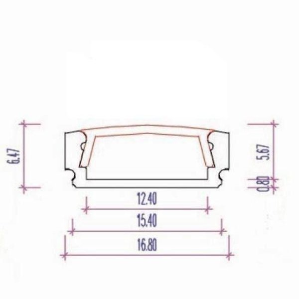 Luksus LED profielen LED profiel inclusief klikafdekking 16,8mm x 6,47mm - 01ALU