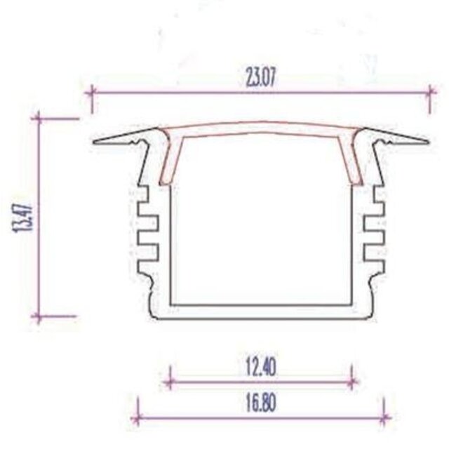 LED inbouw profiel inclusief klikafdekking 23,07mm x 13,47mm - 03ALU