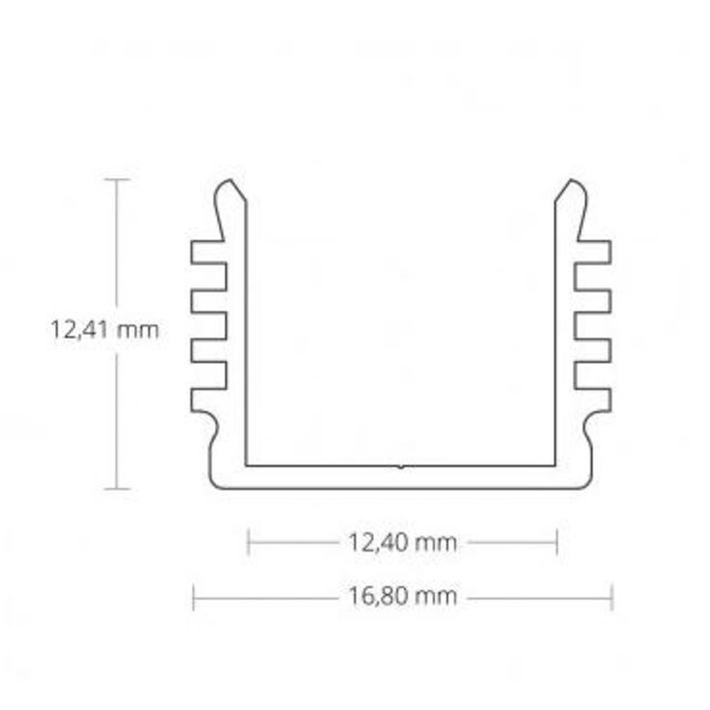 LED profiel inclusief afdekking 16,8mm x 12,4mm - 05.2ALU