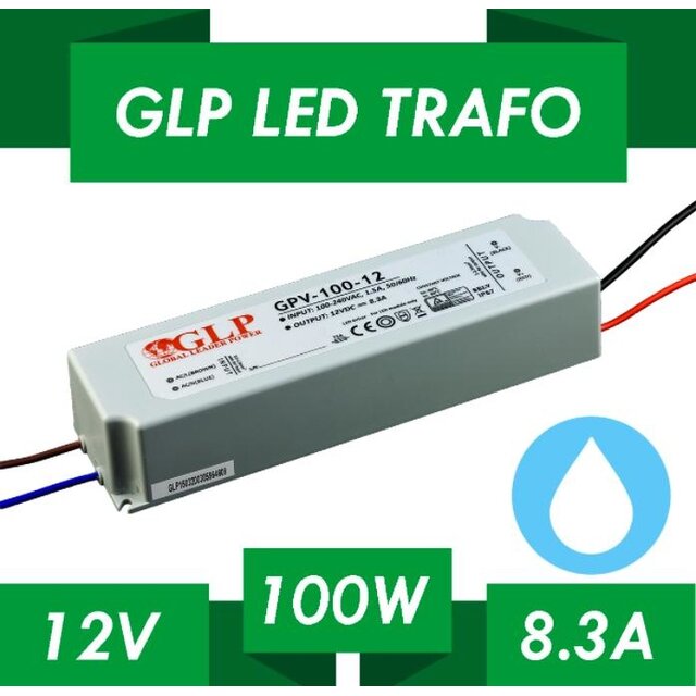LED voeding 100W 12VDC 8,30A CV - Waterdicht IP67 - GLP GPV-100-12