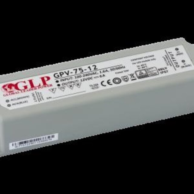 LED voeding 75W 12VDC 6,25A CV - Waterdicht IP67 - GLP GPV-75-12
