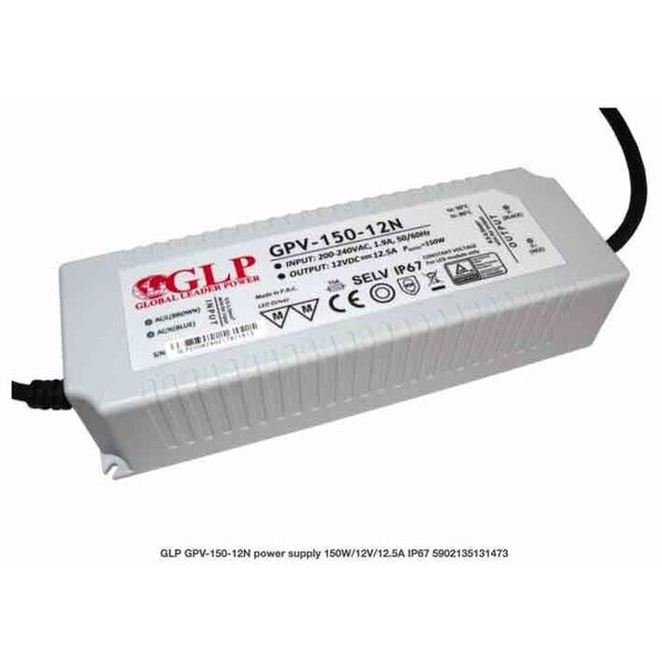 LED voeding 150W 12VDC 10A CV - Waterdicht IP67 - GLP GPV-150-12