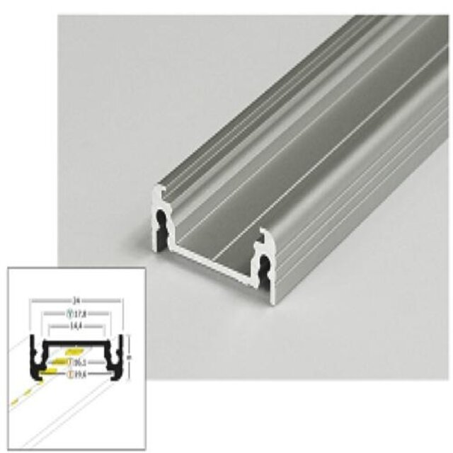 LED profiel inclusief afdekking 24mm x 9mm - 09ALU