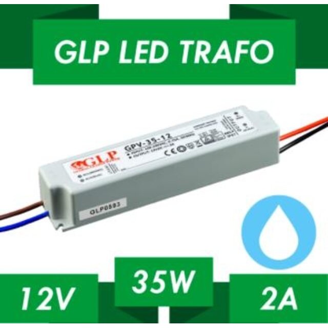 LED voeding 35W 12VDC 3A CV - Waterdicht IP67 - GLP GPV-35-12
