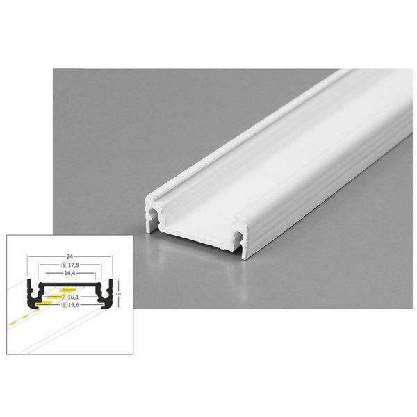 Luksus LED profielen Wit LED profiel inclusief afdekking 24mm x 9mm - 09WIT