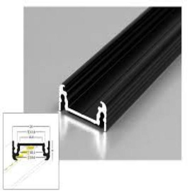 Zwart LED profiel inclusief afdekking 24mm x 9mm - 09ZWART