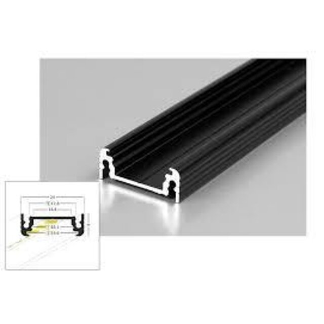 Zwart LED profiel inclusief afdekking 24mm x 9mm - 09ZWART