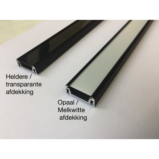 Zwart LED profiel inclusief afdekking 24mm x 9mm - 09ZWART