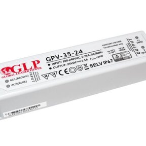 LED voeding 35W 24VDC 1,5A CV – Waterdicht IP67 – GLP GPV-35-24