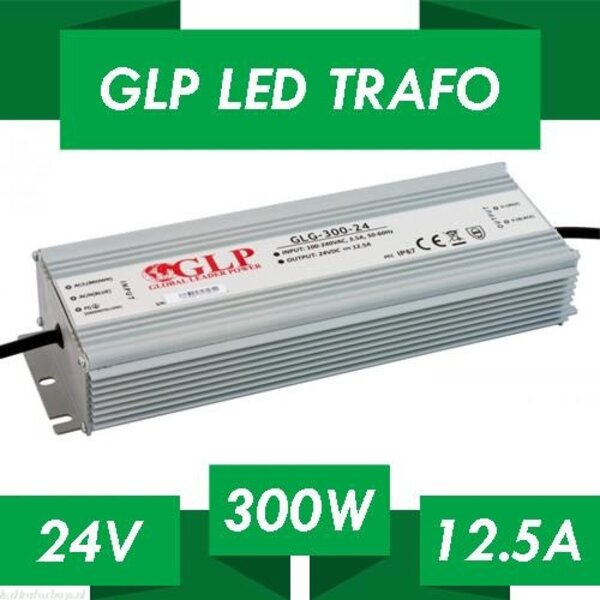 Luksus LED voeding LED voeding 300W 24VDC 12.5A CV – Waterdicht IP67 – GLP GLG-300-24