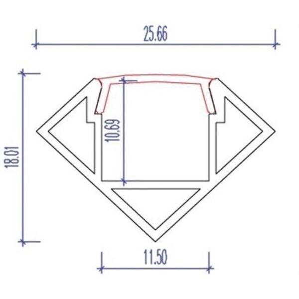 Luksus LED profielen LED hoek profiel P23 helder 25,66mm x 18,01mm - 1 meter