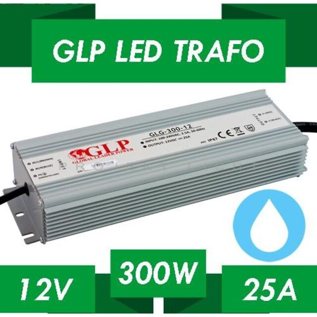 LED voeding 300W 12VDC 25A CV - Waterdicht IP67 - GLP GPV-300-12