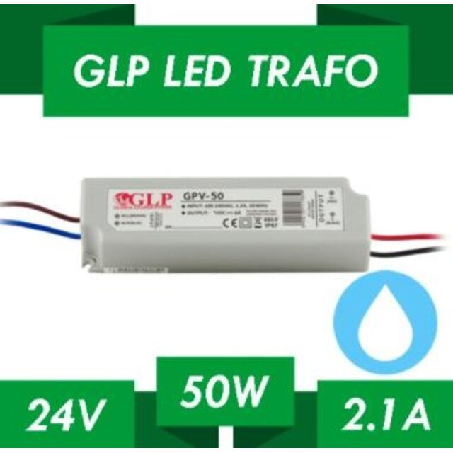LED voeding 50W 24VDC 2,1A CV – Waterdicht IP67 – GLP GPV-50-24
