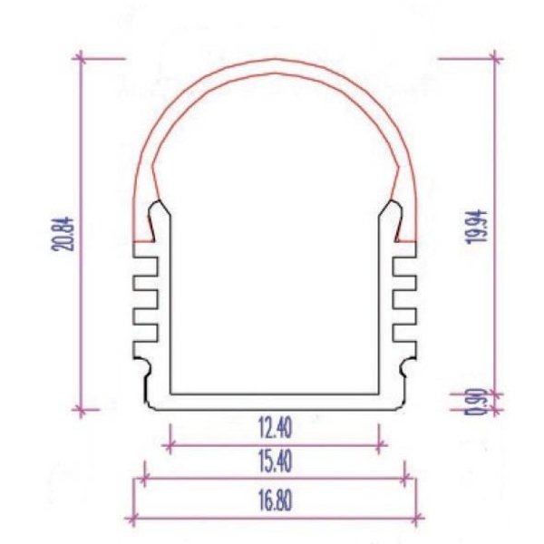 Luksus LED profielen Wit LED profiel inclusief half ronde afdekking 16,8mm x 20,84mm - 05.2WIT