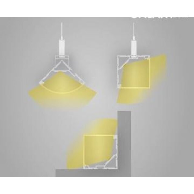 LED hoekprofiel inclusief vierkante afdekking 40,10mm x 40,10mm - C19ALU