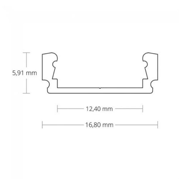 Luksus LED profielen Zwart LED profiel inclusief klikafdekking 16,8mm x 6,47mm - 01ZWART