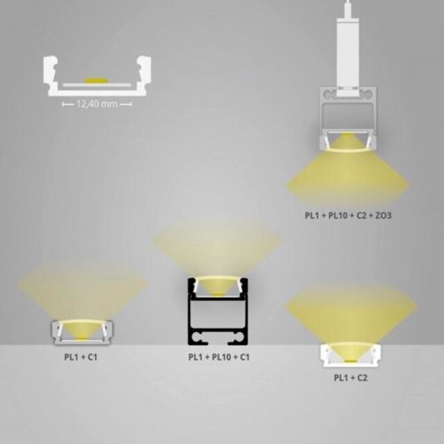 Zwart LED profiel inclusief klikafdekking 16,8mm x 6,47mm - 01ZWART
