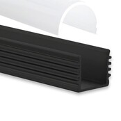 Zwarte LED profiel inclusief half ronde afdekking 16,8mm x 20,84mm - 05.2ZWART