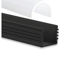 Zwarte LED profiel inclusief half ronde afdekking 16,8mm x 20,84mm - 05.2ZWART